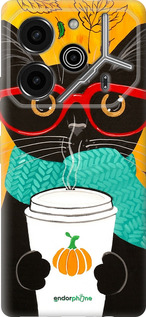 Силиконовый чехол Осенний кот для Tecno Pova 6 Pro - 4026u-3689 изображение 