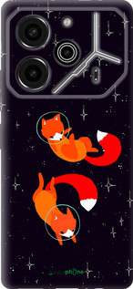 Силиконовый чехол Лисички в космосе для Tecno Pova 6 Pro - 4519u-3689 изображение 