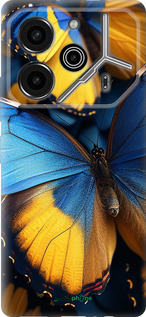 Силиконовый чехол Желто-голубые бабочки для Tecno Pova 6 Pro - 6046u-3689 изображение 