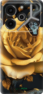 Силиконовый чехол Black snake and golden rose для Tecno Pova 6 Pro - 6068u-3689 изображение 