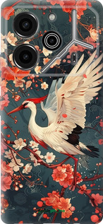 Силиконовый чехол Сакура и аист для Tecno Pova 6 Pro - 6108u-3689 изображение 