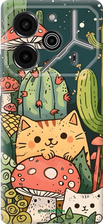 Силиконовый чехол Коты грибы для Tecno Pova 6 Pro - 6321u-3689 изображение 