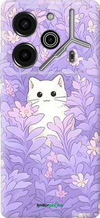 Силиконовый чехол Котик в цветах для Tecno Pova 6 Pro - 6390u-3689 изображение 
