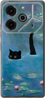 Силіконовий чехол Із зображенням кота та водяної лілії Monet для Tecno Pova 6 Pro - 6519u-3689 изображение 
