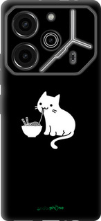 Силиконовый чехол С милым котом на черном фоне для Tecno Pova 6 Pro - 6528u-3689 изображение 