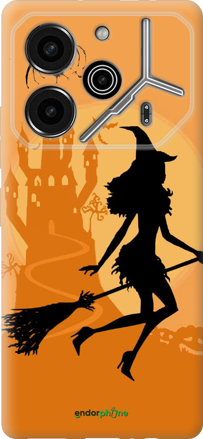 Силиконовый чехол Ведьма на метле для Tecno Pova 6 Pro - 1184u-3689 изображение 