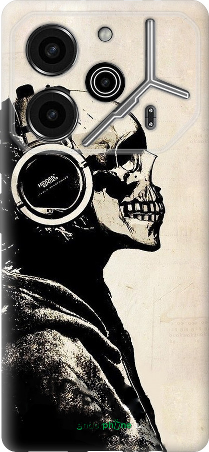 Силиконовый чехол Скелет-меломан v2 для Tecno Pova 6 Pro - 1200u-3689 изображение 