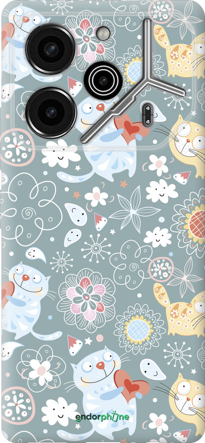 Силиконовый чехол Котята v3 для Tecno Pova 6 Pro - 1223u-3689 изображение 