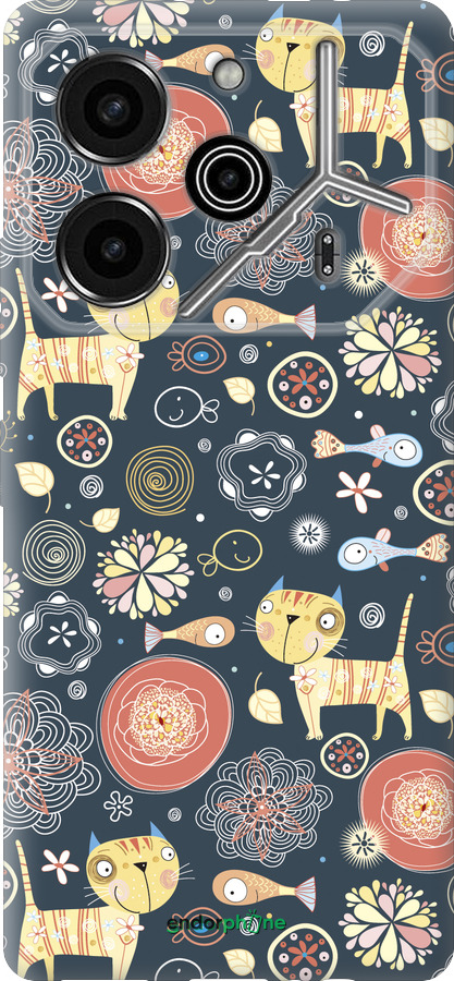 Силиконовый чехол Котята v4 для Tecno Pova 6 Pro - 1224u-3689 изображение 