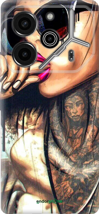 Силиконовый чехол Девушка в тату для Tecno Pova 6 Pro - 4001u-3689 изображение 