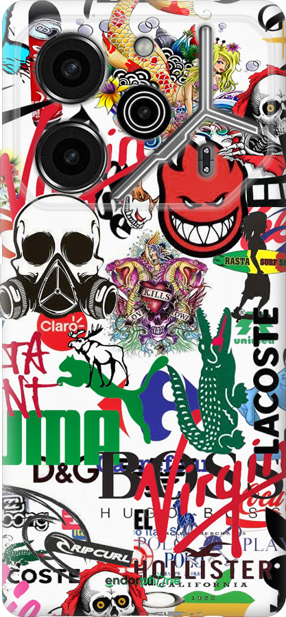 Силиконовый чехол Many different logos для Tecno Pova 6 Pro - 4022u-3689 изображение 