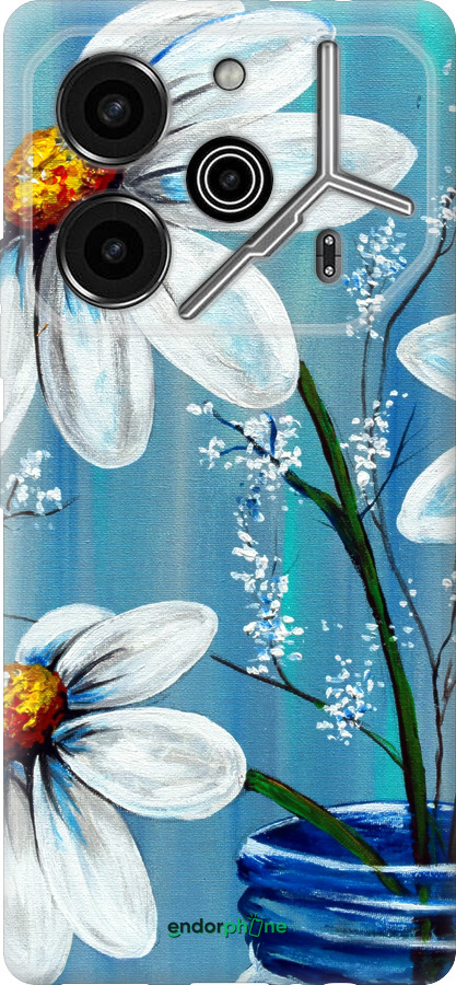 Силиконовый чехол Красивые арт-ромашки для Tecno Pova 6 Pro - 4031u-3689 изображение 
