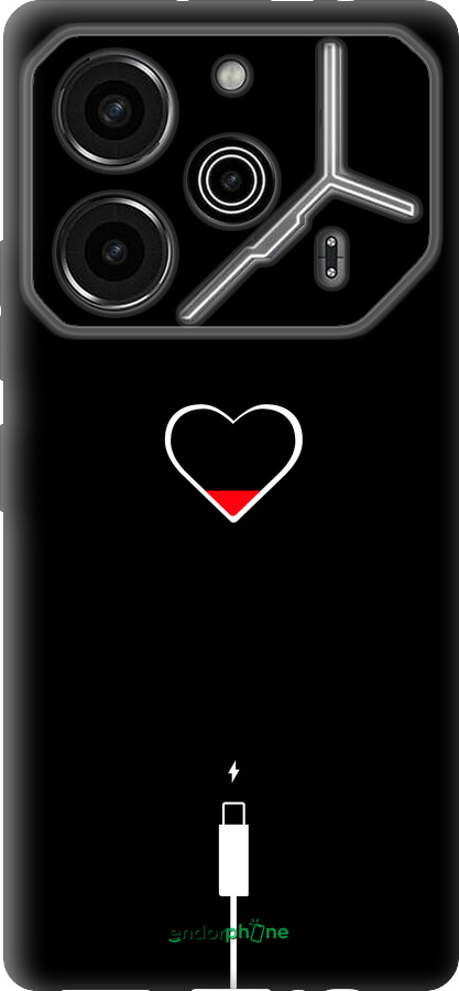 Силіконовий чехол Підзарядка серця для Tecno Pova 6 Pro - 4274u-3689 изображение 