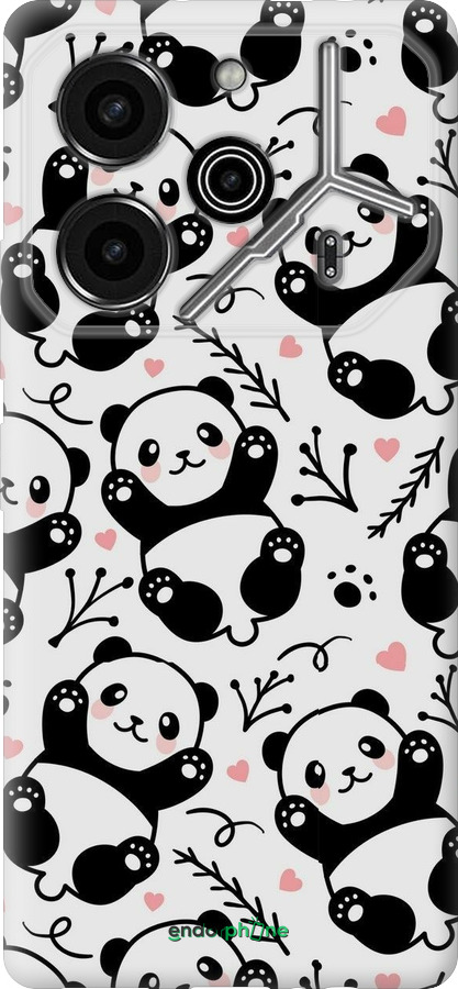 Силиконовый чехол Панды для Tecno Pova 6 Pro - 4318u-3689 изображение 