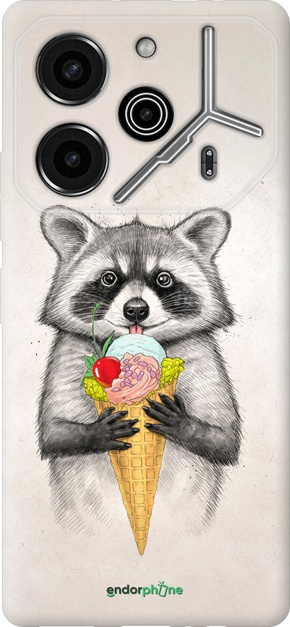Силиконовый чехол Енотик с мороженым для Tecno Pova 6 Pro - 4602u-3689 изображение 