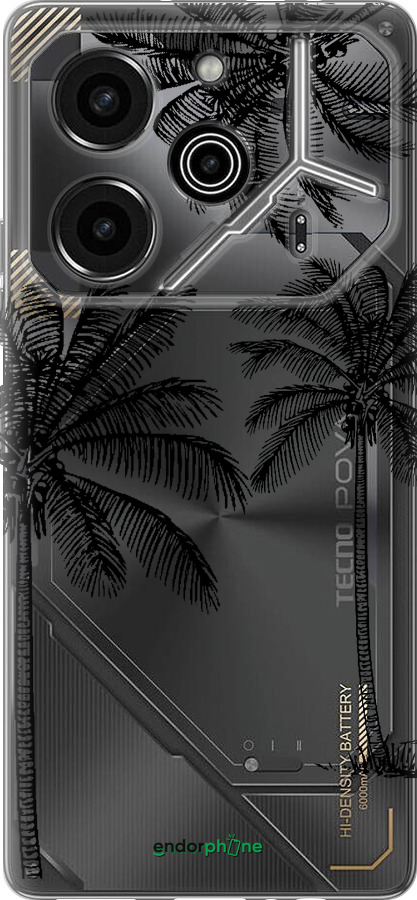 Силиконовый чехол Пальмы1 для Tecno Pova 6 Pro - 4634u-3689 изображение 