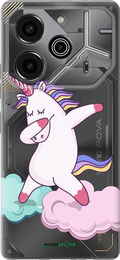 Силиконовый чехол Единорог для Tecno Pova 6 Pro - 4702u-3689 изображение 