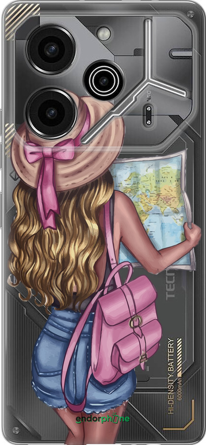 Силіконовий чехол Дівчина з картою для Tecno Pova 6 Pro - 4704u-3689 изображение 