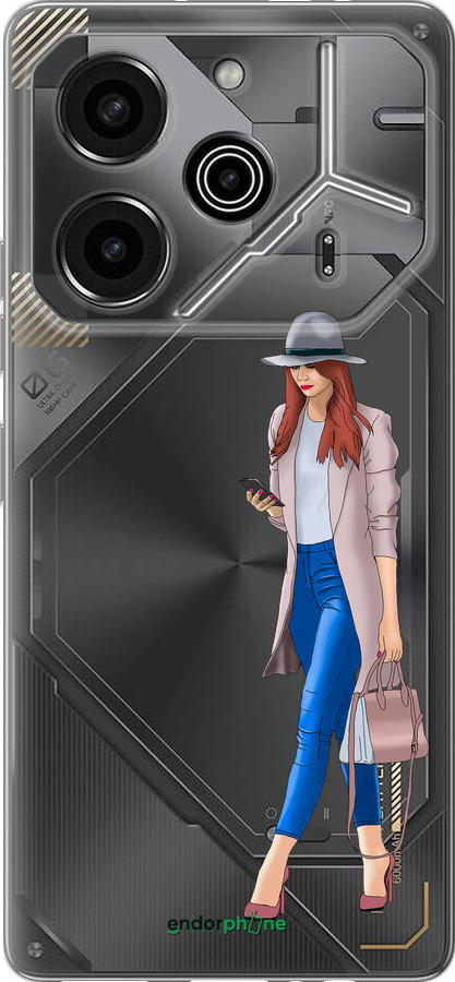 Силиконовый чехол Девушка 1 для Tecno Pova 6 Pro - 4751u-3689 изображение 