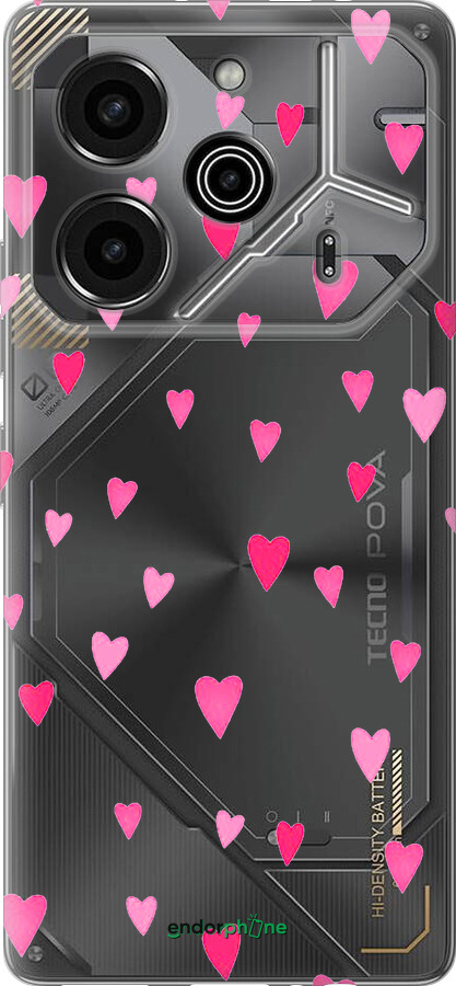 Силиконовый чехол Сердечки 2 для Tecno Pova 6 Pro - 4763u-3689 изображение 