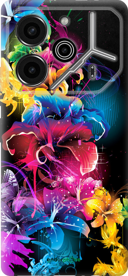 Силиконовый чехол Абстрактные цветы для Tecno Pova 6 Pro - 511u-3689 изображение 