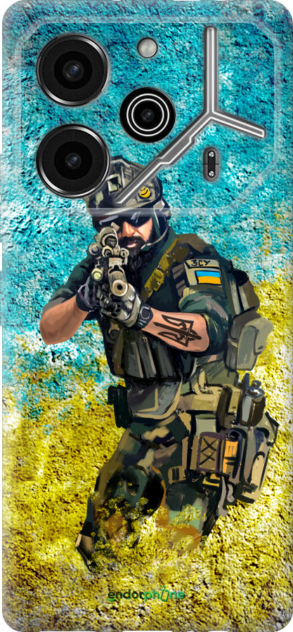 Силиконовый чехол Воин ЗСУ для Tecno Pova 6 Pro - 5311u-3689 изображение 