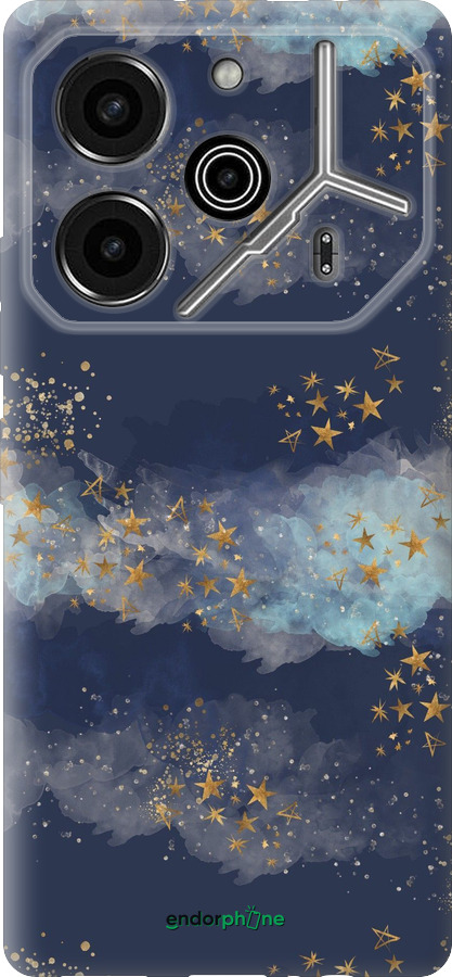 Силиконовый чехол Ночь золотые звезды для Tecno Pova 6 Pro - 5421u-3689 изображение 