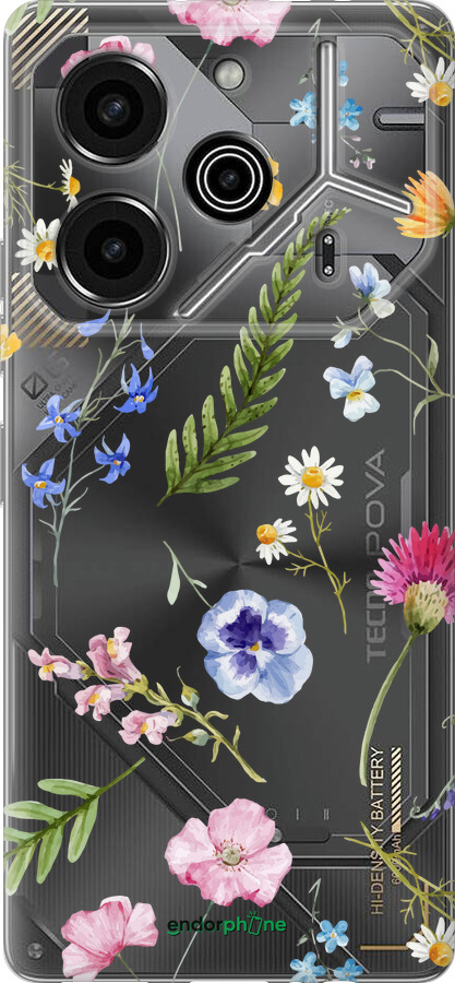 Силиконовый чехол Цветочный фон v2 для Tecno Pova 6 Pro - 5472u-3689 изображение 