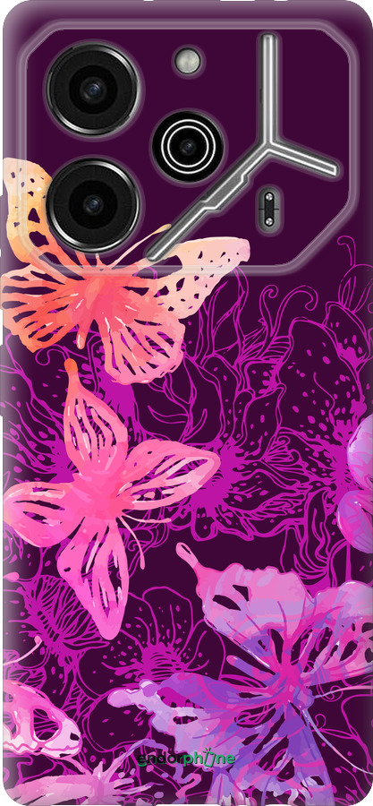 Силиконовый чехол Бабочки v2 для Tecno Pova 6 Pro - 5475u-3689 изображение 