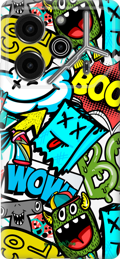 Силиконовый чехол Стикеры v4 для Tecno Pova 6 Pro - 5508u-3689 изображение 