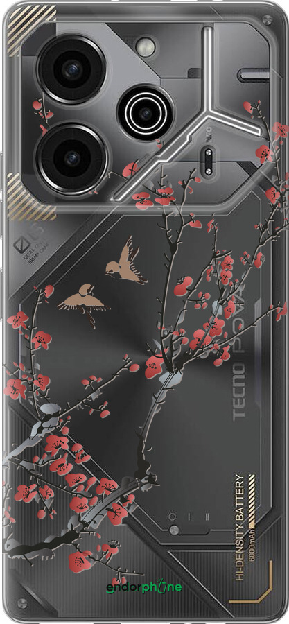 Силіконовий чехол Сакура v2 для Tecno Pova 6 Pro - 5538u-3689 изображение 