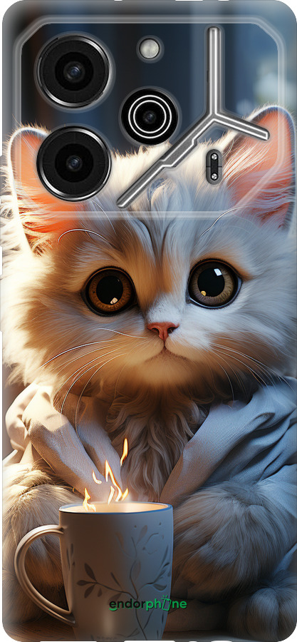 Силіконовий чехол Білий кіт для Tecno Pova 6 Pro - 5646u-3689 изображение 