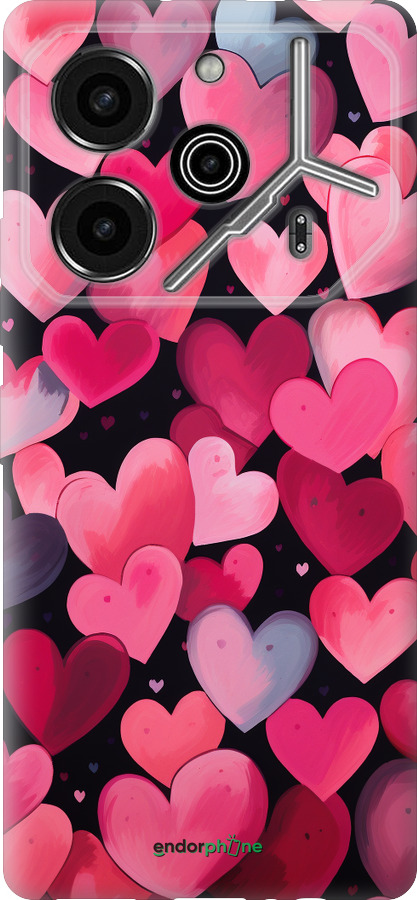 Силиконовый чехол Сердечки 4 для Tecno Pova 6 Pro - 5662u-3689 изображение 