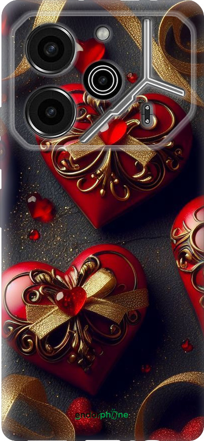 Силиконовый чехол Сердечки v4 для Tecno Pova 6 Pro - 5834u-3689 изображение 