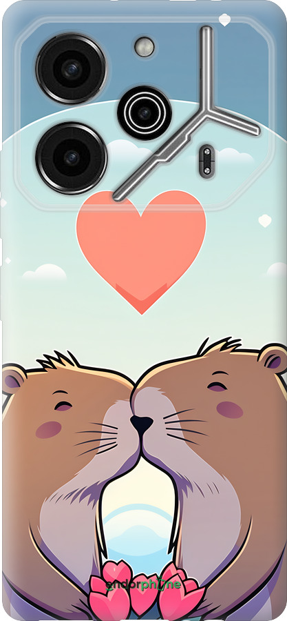 Силиконовый чехол Капибара любовь для Tecno Pova 6 Pro - 6027u-3689 изображение 