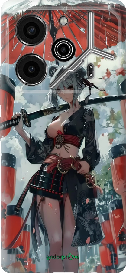 Силіконовий чехол Гейша-воїн для Tecno Pova 6 Pro - 6124u-3689 изображение 