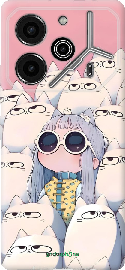 Силиконовый чехол Малышка с котами для Tecno Pova 6 Pro - 6295u-3689 изображение 