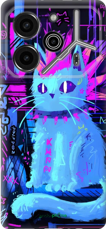 Силиконовый чехол Кот панк для Tecno Pova 6 Pro - 6311u-3689 изображение 