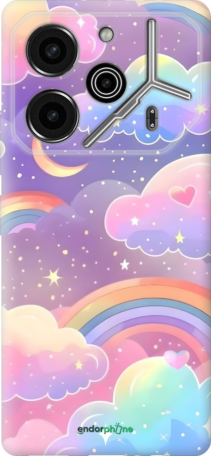 Силиконовый чехол Облака и радуга для Tecno Pova 6 Pro - 6312u-3689 изображение 