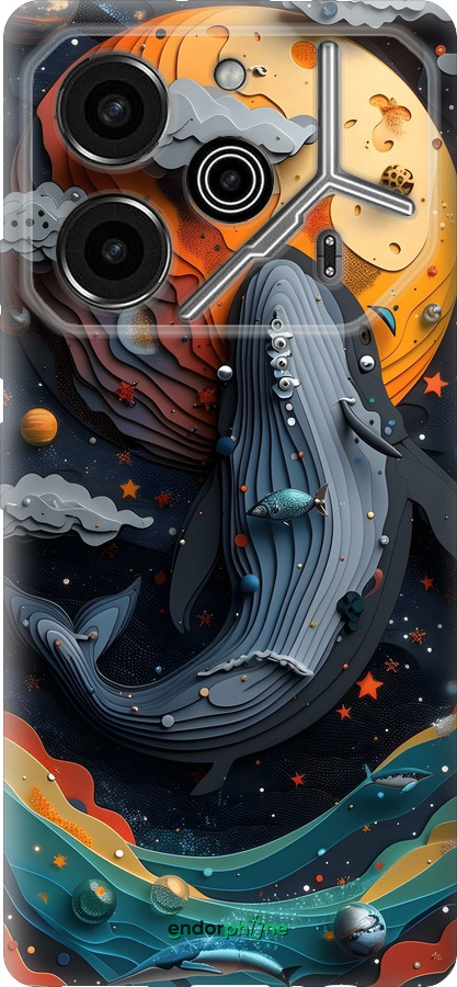 Силиконовый чехол Кит в космосе для Tecno Pova 6 Pro - 6328u-3689 изображение 