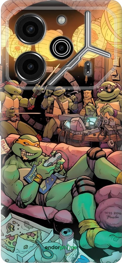 Силиконовый чехол Черепашки нинзя для Tecno Pova 6 Pro - 6346u-3689 изображение 