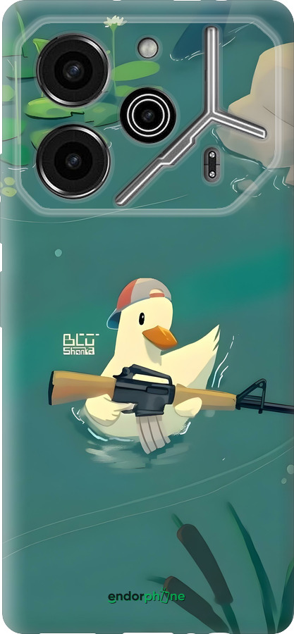 Силиконовый чехол Уточка с автоматом для Tecno Pova 6 Pro - 6356u-3689 изображение 