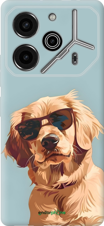 Силиконовый чехол Пес в очках для Tecno Pova 6 Pro - 6381u-3689 изображение 