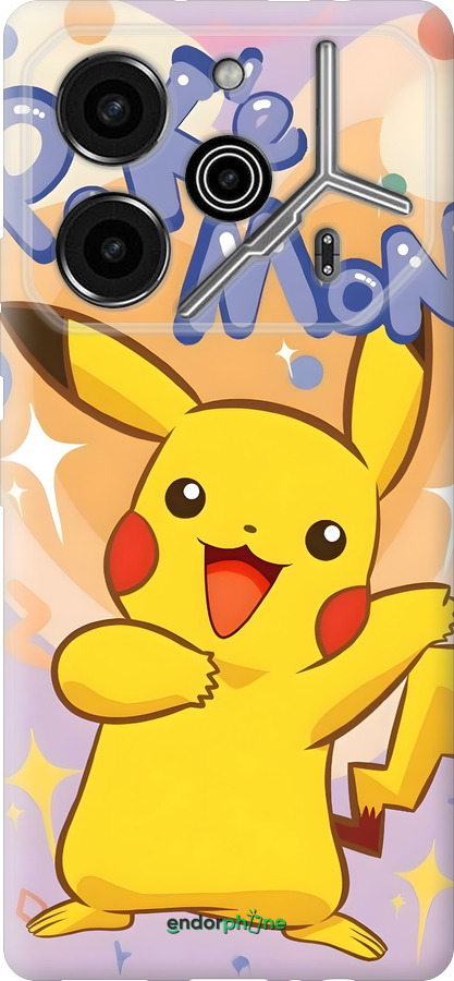 Силиконовый чехол Пикачу для Tecno Pova 6 Pro - 6383u-3689 изображение 