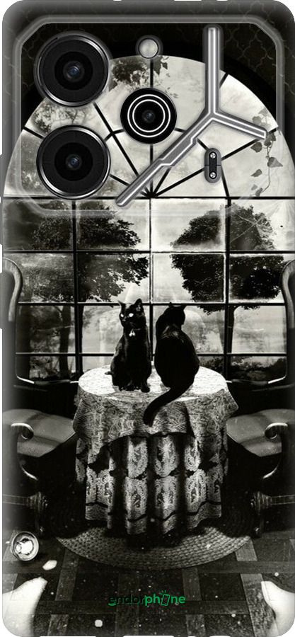 Силиконовый чехол Череп и коты для Tecno Pova 6 Pro - 6432u-3689 изображение 