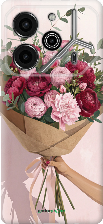 Силиконовый чехол Пионы 1 для Tecno Pova 6 Pro - 6705u-3689 изображение 