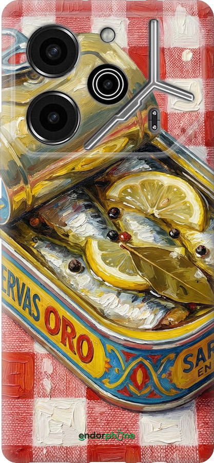 Силиконовый чехол Vintage Sardine Tin Phone для Tecno Pova 6 Pro - 6772u-3689 изображение 