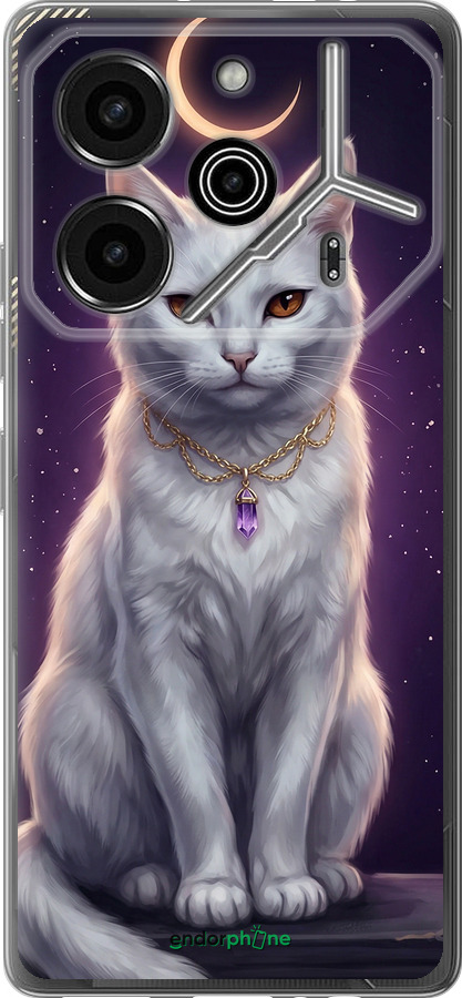 Силиконовый чехол Mystic White Cat Gothic Dark Purple Gold для Tecno Pova 6 Pro - 6805u-3689 изображение 
