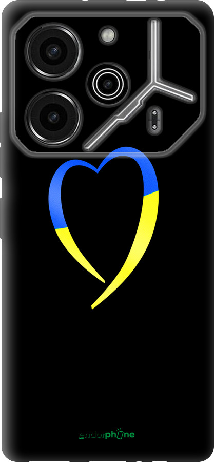 Силиконовый чехол Жёлто-голубое сердце для Tecno Pova 6 Pro - 885u-3689 изображение 