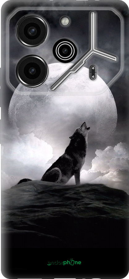 Силиконовый чехол Воющий волк для Tecno Pova 6 Pro - 934u-3689 изображение 